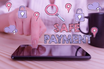 Leinwandbilder - Conceptual hand writing showing Safe Payment. Concept meaning webpage where credit card numbers are entered is secured