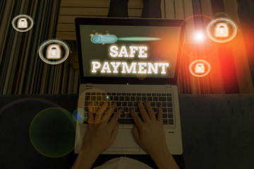 Leinwandbilder - Word writing text Safe Payment. Business photo showcasing webpage where credit card numbers are entered is secured