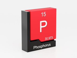 Fototapete - Phosphorus, periodic table element modern icon series, 3D rendered on white background	