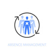 Employee absence management symbol with a group of people and refresh arrows. Easy to use for your website or presentation.