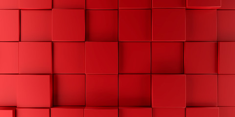 Wall Mural - Modern red cubes background, 3d rendering