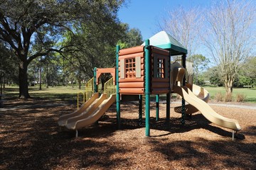 Empty equipment in deserted children’s playground