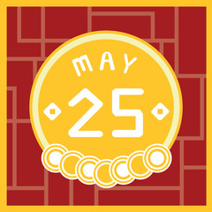 May 25, Calendar icon illustration isolated sign symbol, Sale promotion.