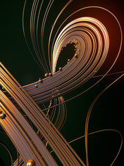 Poster - Abstract 3d rendering gold jewelry with shiny shapes beads on a dark background