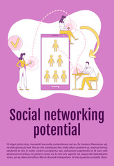 Poster - social networking potential poster flat silhouette vector template. smm brochure, booklet one page c