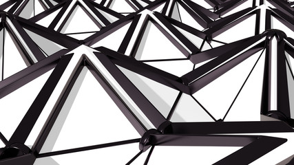 Poster - Abstract 3D background with fantasy luxury pattern of black and white plastic and metallic triangular polygons