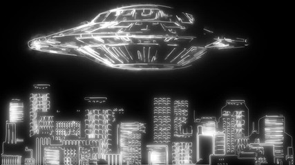 Sticker - Large UFO over a city video