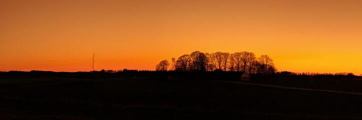 Wall Mural - warm countryside panorama sunset