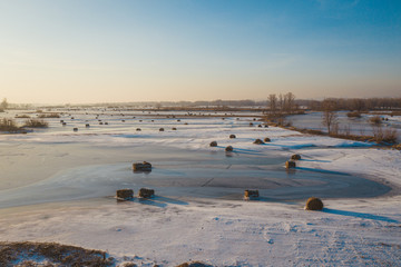 Wall Mural - Winter hay bale