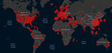 World Map Of Coronavirus Covid-19 , Covid 19 Map Confirmed Cases Report Worldwide Globally.