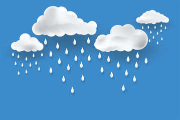 Wall Mural - cloud and rain on blue background, vector design