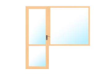 Aufkleber - Red Wood Balcony Door and Window. 3d Rendering