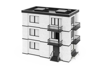 Poster - Real Estate Concept. City, Town White Brick House Building. 3d Rendering