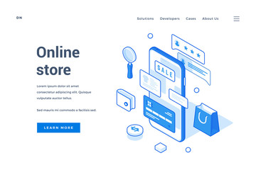 Poster - Vector of website page promoting online store