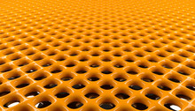 Glossy Orange Metal Grid Background, 3d Rendering