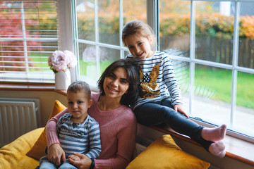 healthy family having rest at home