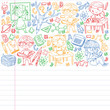 © Anastasia - Back to school. Vector icons and elements for little children, college, online courses. Doodle style, kids drawing