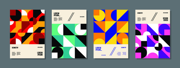 Minimal geometric posters set. Trendy design patterns. Eps10 vector.