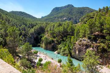 Montanejos river with thermal water in Castellon, Spain.