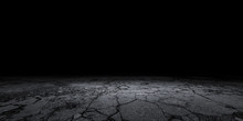Cracked Stone Floor Concrete Background Black Empty Scene