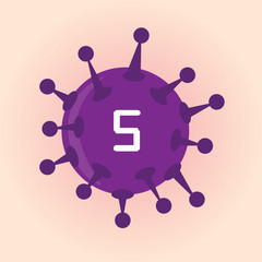 Number 5, Illustratition coronavirus or covid-19 virus infection icon. 