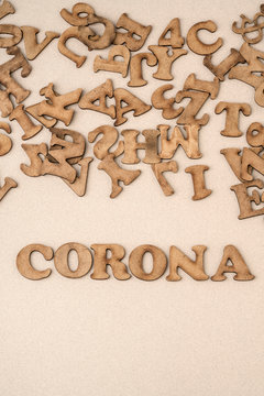 Epidemic corona virus written with wooden letters
