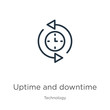 Uptime and downtime icon. Thin linear uptime and downtime outline icon isolated on white background from technology collection. Line vector sign, symbol for web and mobile
