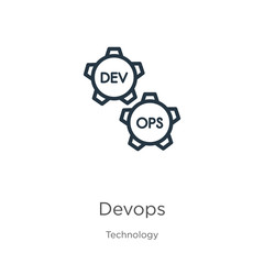 Devops icon. Thin linear devops outline icon isolated on white background from technology collection. Line vector sign, symbol for web and mobile