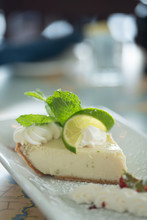 Key Lime Pie Slice On Plate