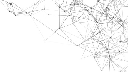 Poster - Abstract white background with connecting dots and lines. Network connection structure. Plexus effect. Vector Illustration.