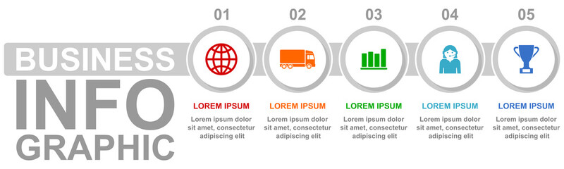 Aufkleber - Business infographic vector template, web presentation in 5 options