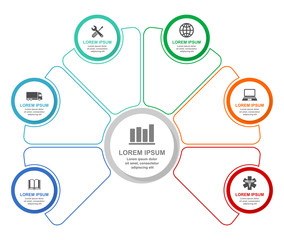 Aufkleber - Business infographic vector template, web presentation in 6 options