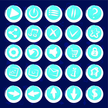Stock vector buttons set for web site or app graphics. Blue set