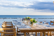 Sunset Beach Front Wedding Table Setting