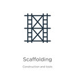 Scaffolding icon. Thin linear scaffolding outline icon isolated on white background from construction and tools collection. Line vector sign, symbol for web and mobile