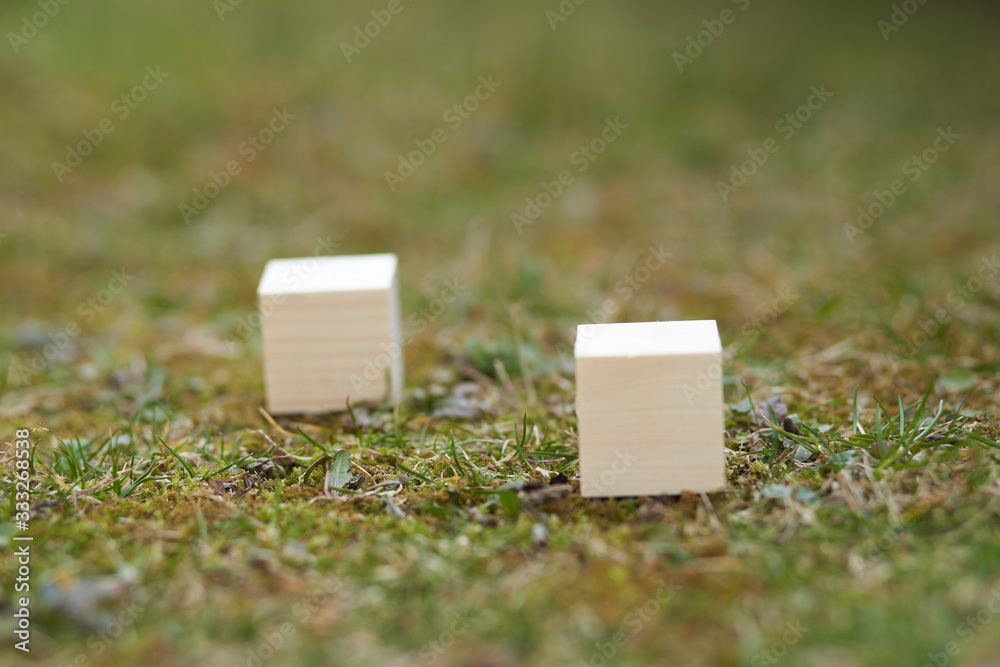 Wooden blocks with empty space on them that can be used as copy space ...