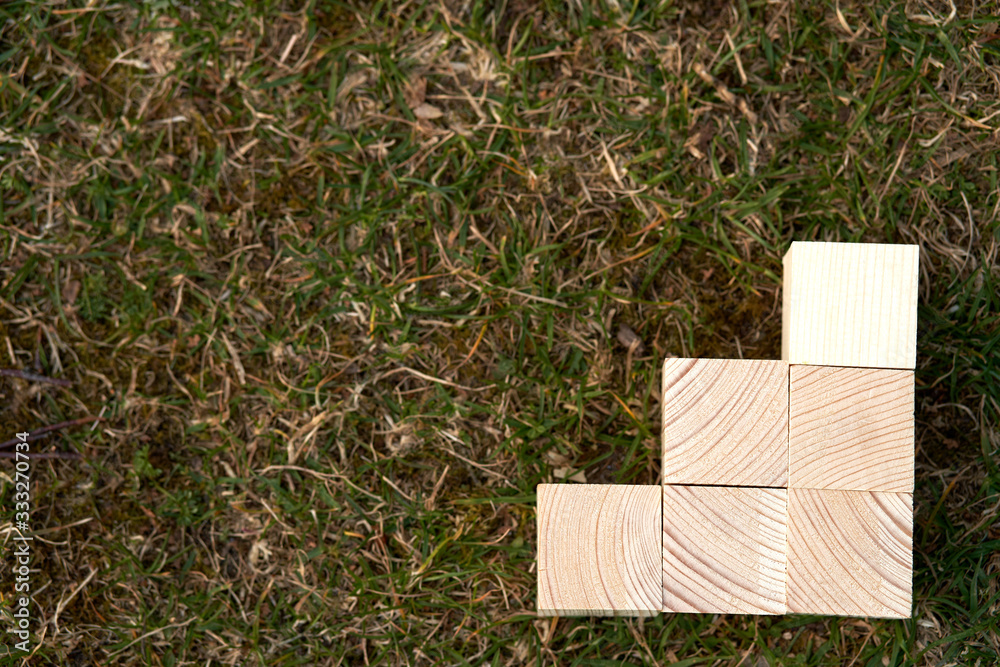 Wooden blocks with empty space on them that can be used as copy space ...