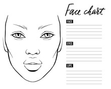 Face Chart Blank. Makeup Artist Vector Template.