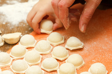 Process of cooking traditional Italian ravioli