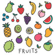 set of fruits cute cartoon icons