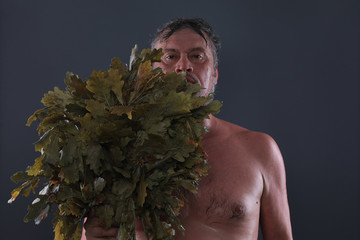 old man in a sauna