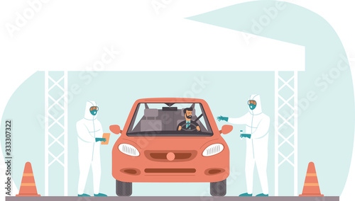 Fotomural Coronavirus COVID-19 drive through testing site concept