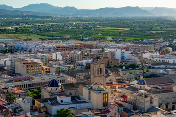 Canvas Print - View to the mountains and the center of Orihuela, Spain