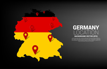 Aufkleber - 3D location pin marker on Germany map. Concept for Germany GPS navigation system infographic .
