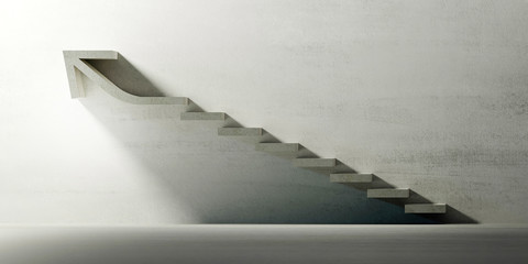 Wall Mural - Conceptual concrete stairs, metaphor of success, challenge and human choices. Original 3d rendering