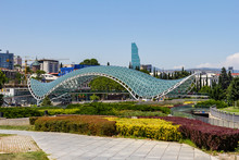 July 4, 2019 - Tbilisi, Georgia - The Bridge Of Peace Is A Pedestrian Bridge Spanning The Kura River Between Old Tbilisi And The New District