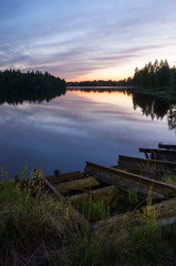 Sticker - sunset on lake