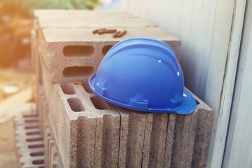 construction helmet and tools