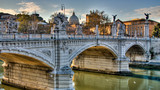 Fototapeta Pomosty - Vittorio Emanuele II Bridge over tiber river in central Rome