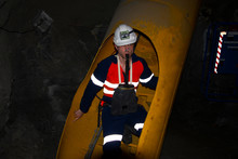 Underground Miner With Self Rescue Respirator